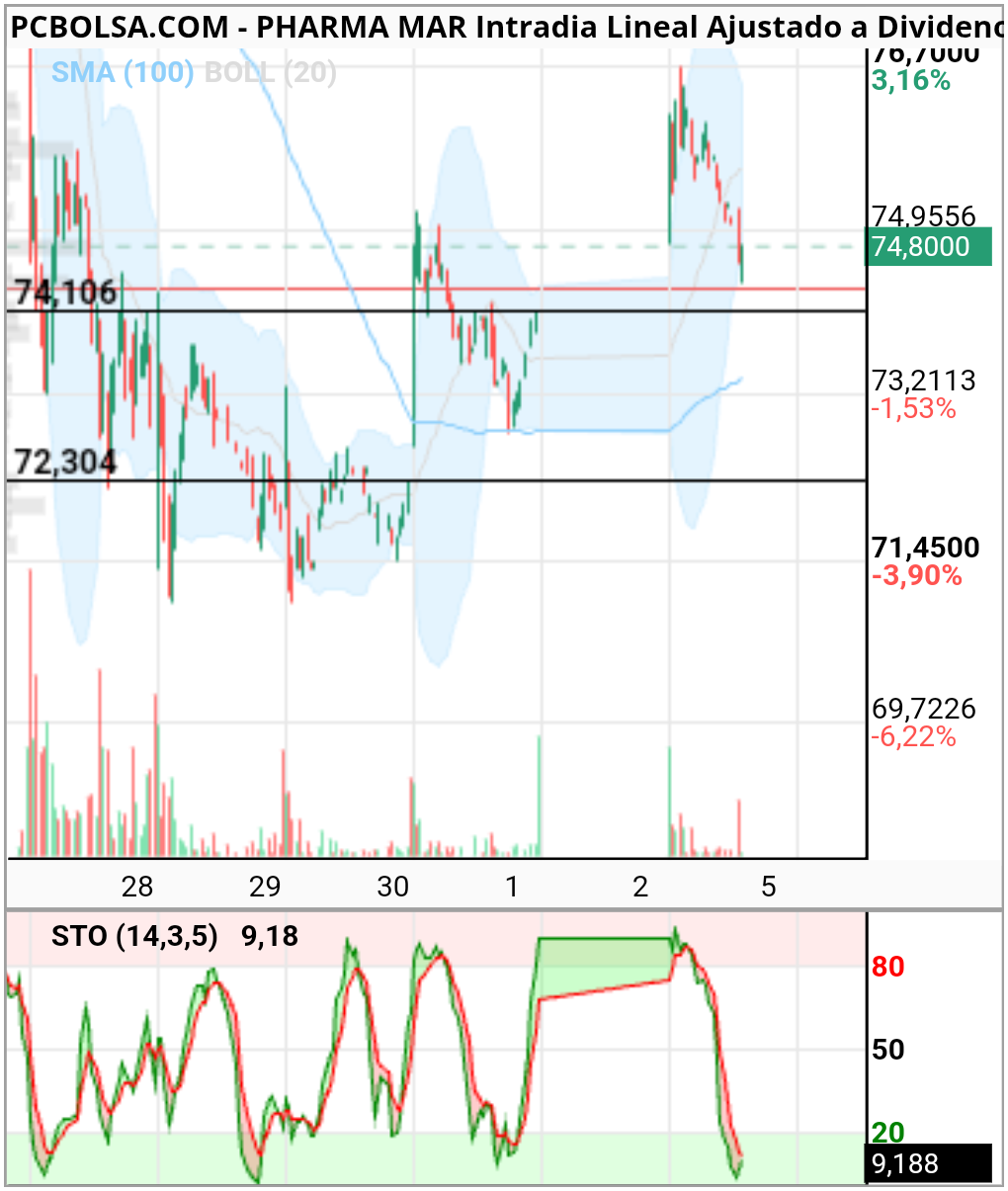 grafico de la accion ,.
