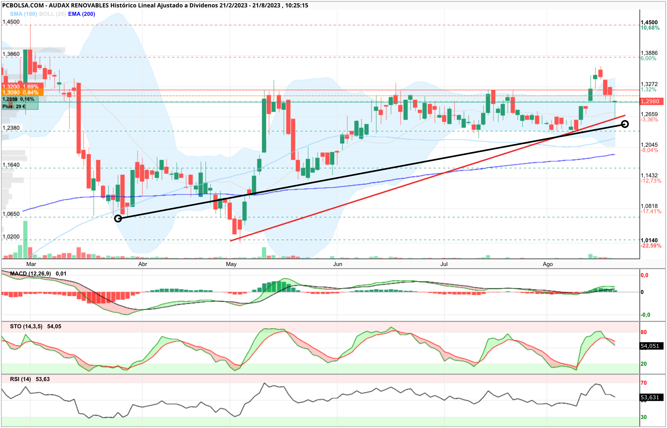 grafico de la accion andresno
