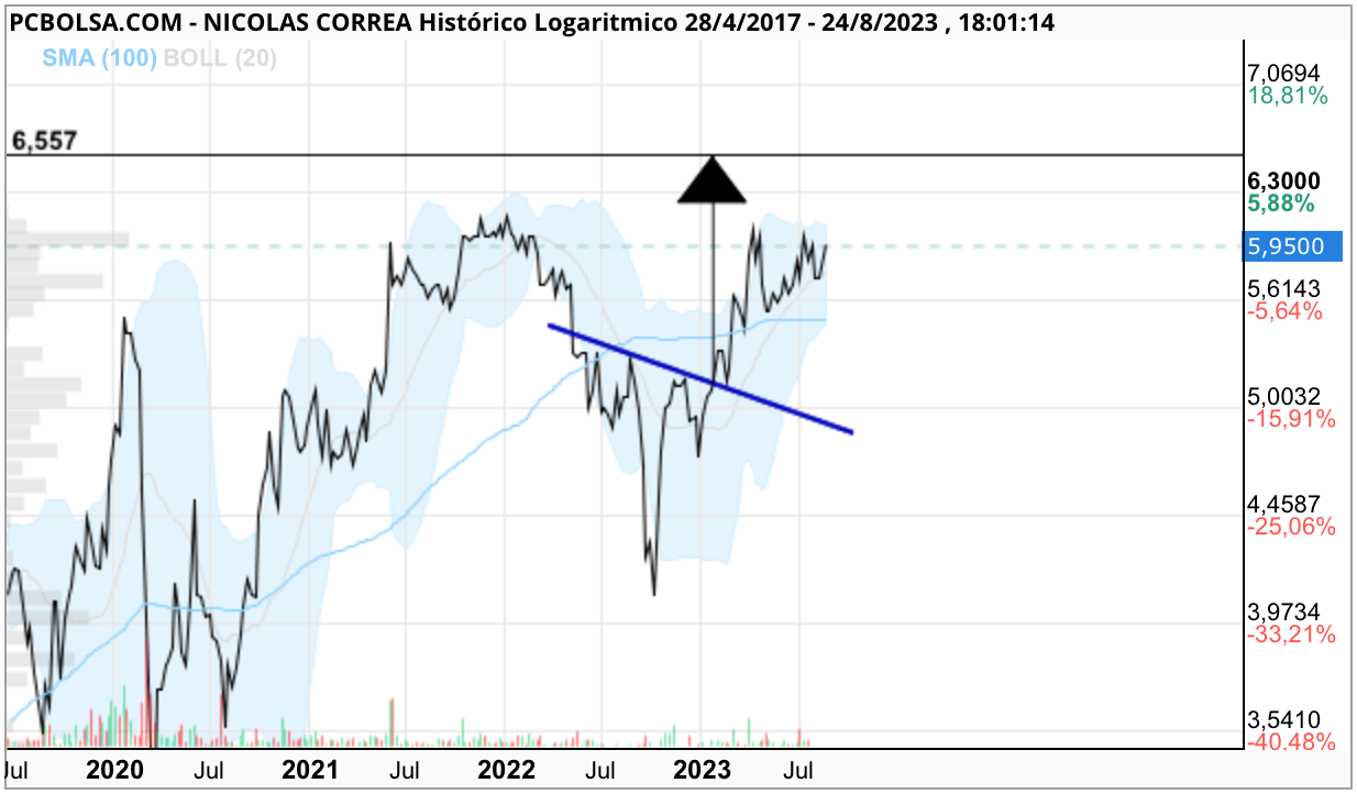 grafico de la accion Nicolas Correa