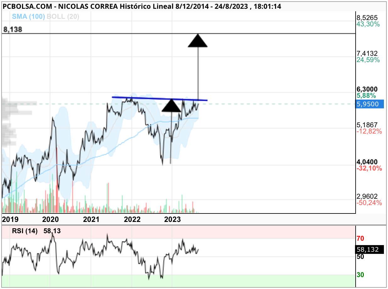 grafico de la accion Nicolas Correa