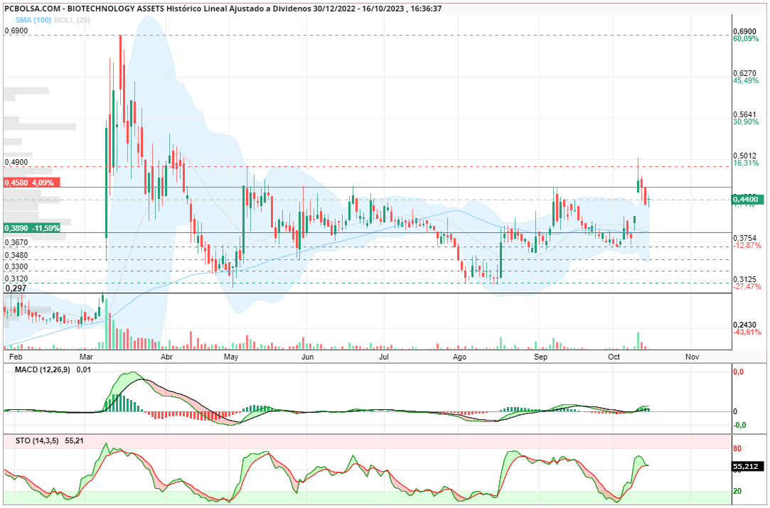 grafico de la accion guteam