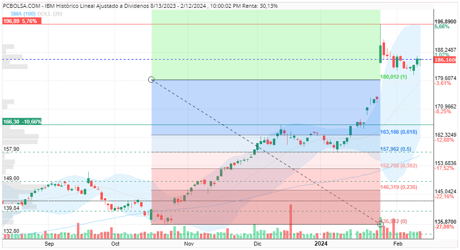 grafico de la accion IBM