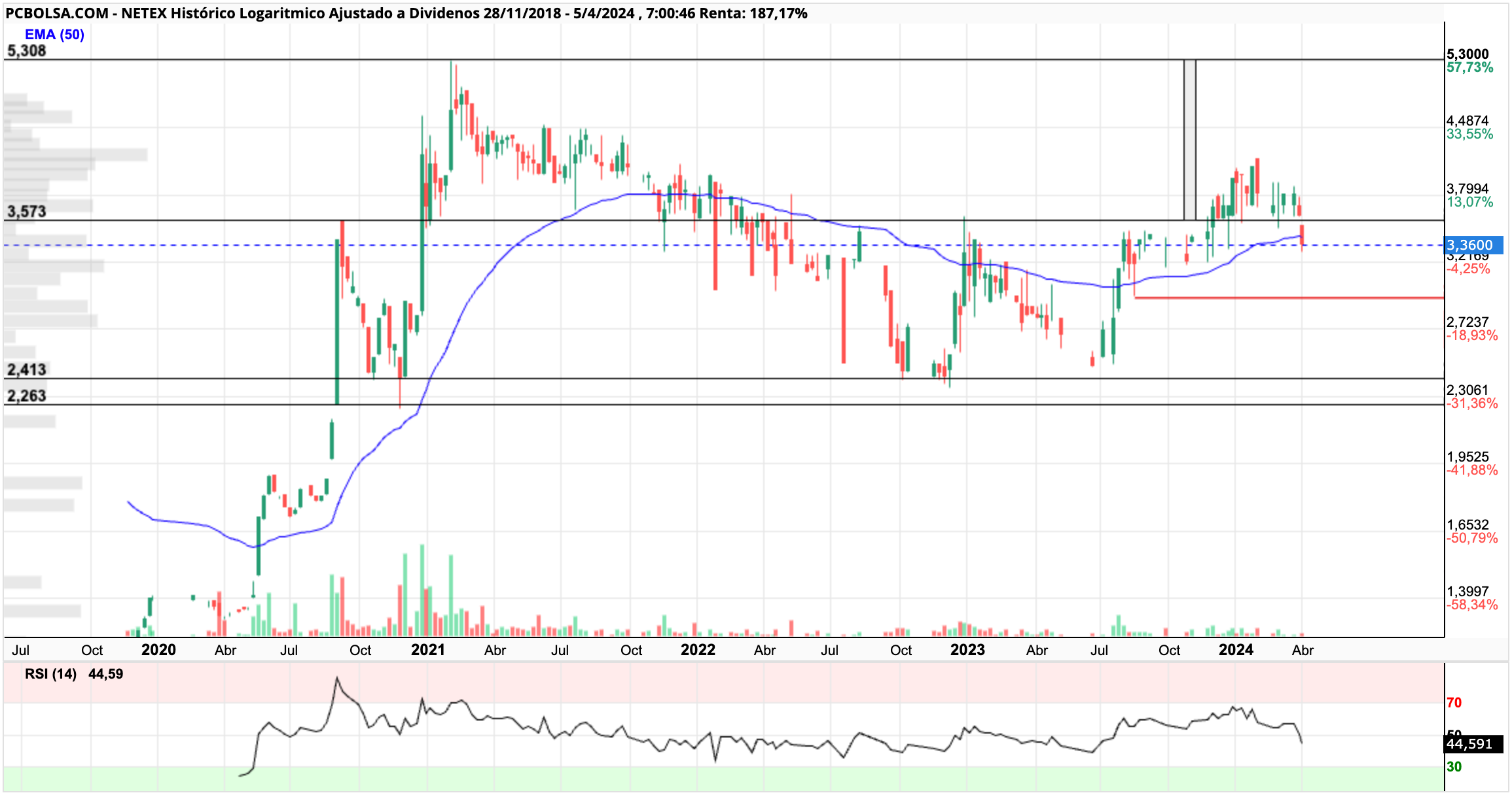 grafico de la accion Netex