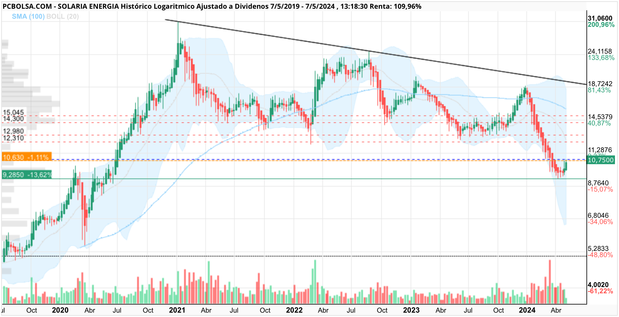 grafico de la accion snel