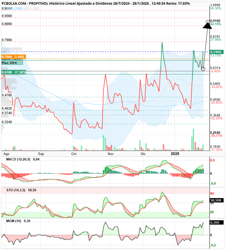 grafico de la accion Profithol