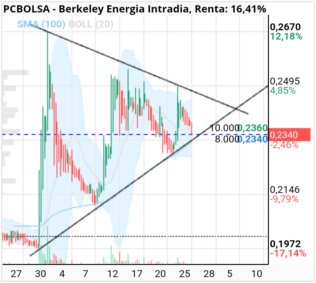 Berkeley Energia - Buenas chicos. Yo acabo de meter un poco a ver. Asi sale esto. Acabando de cerrar. Podria venir un rebote hasta los 0.2450 mas o menos hoy... 