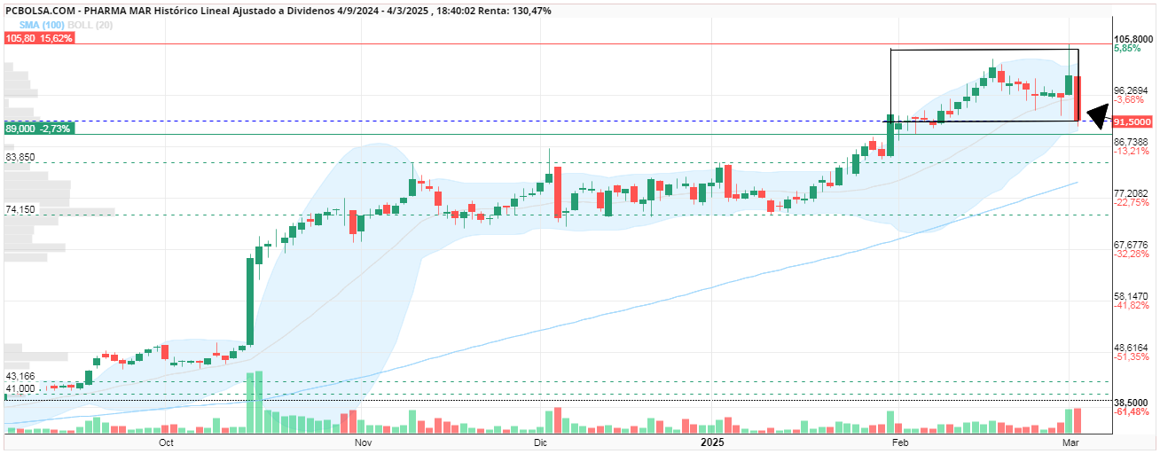 grafico de la accion silvertravel