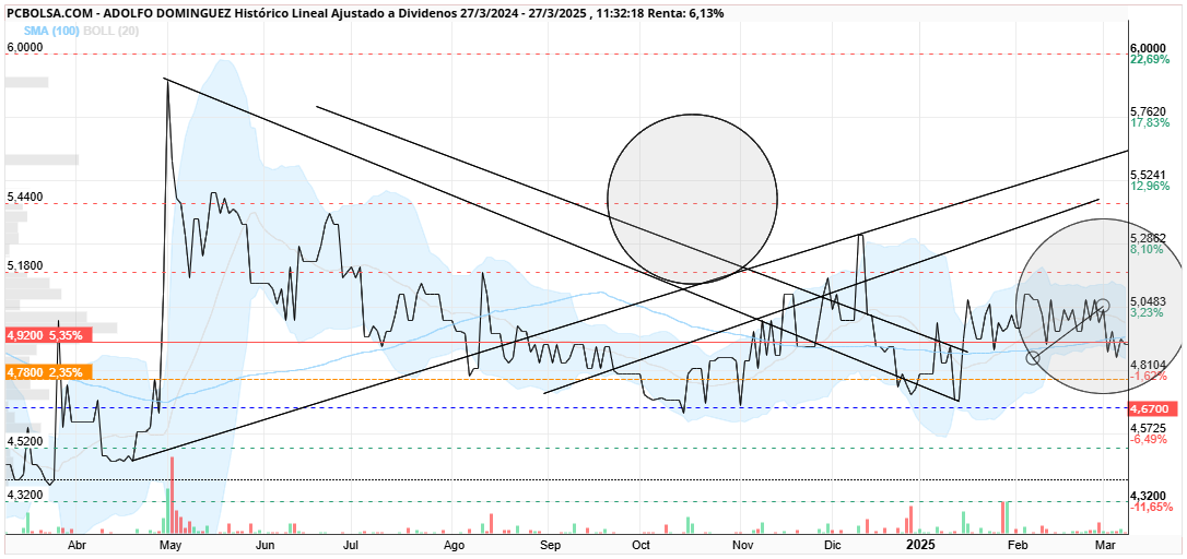 grafico de la accion Adolfo Dominguez