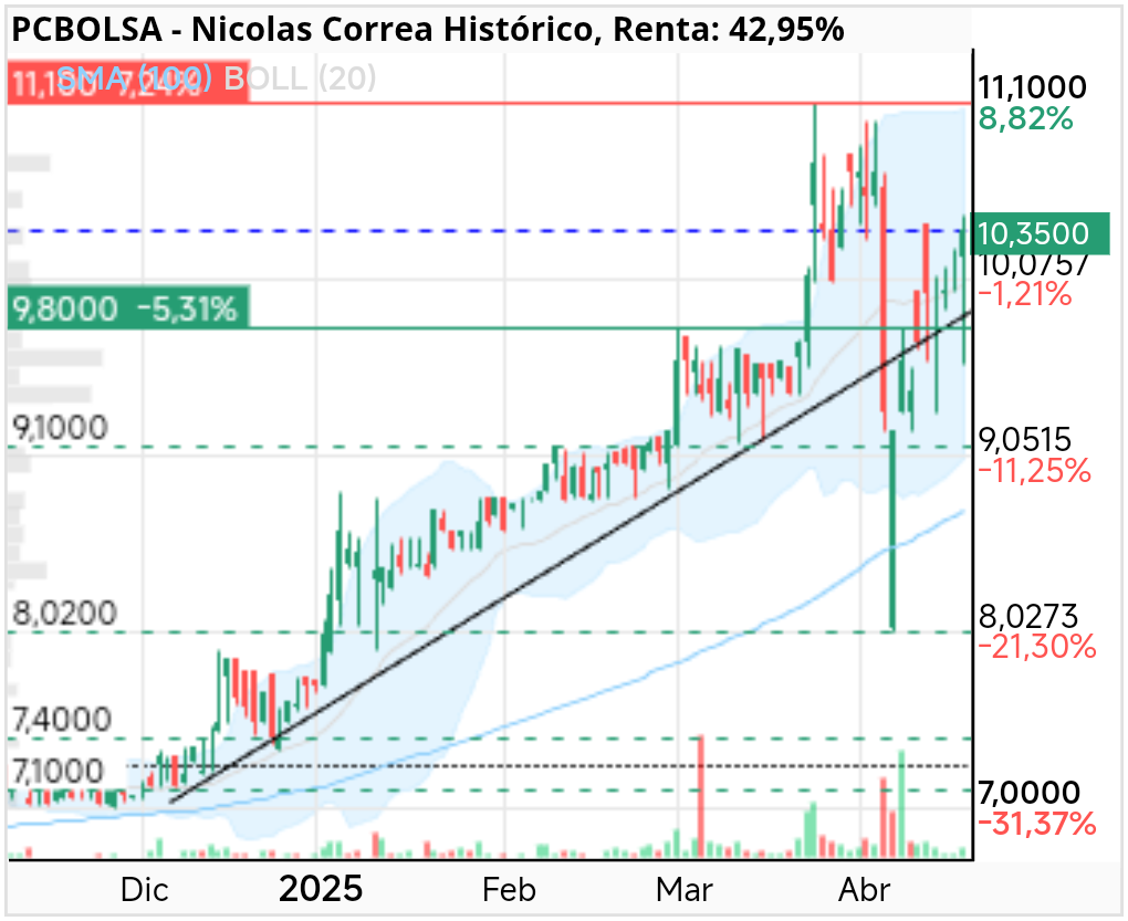 grafico de la accion Nicolas Correa