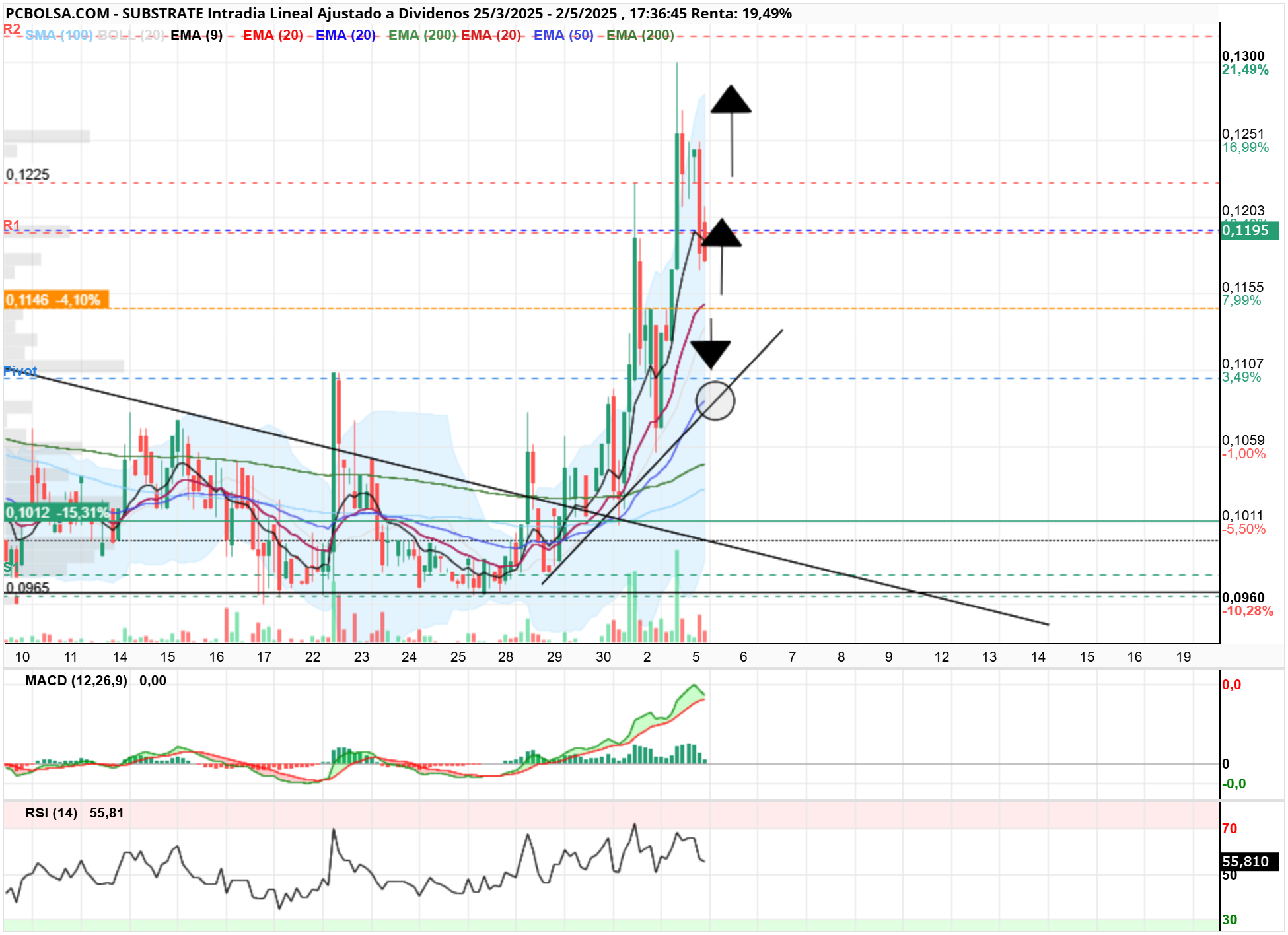 grafico de la accion Substrate