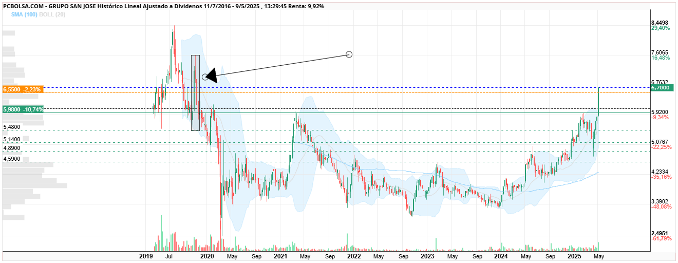 grafico de la accion monin