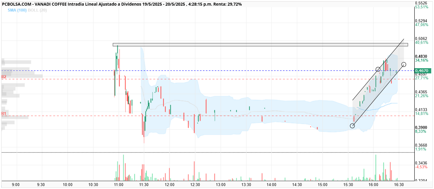 grafico de la accion Vanadi Coffee