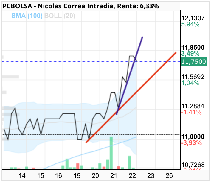 grafico de la accion Nicolas Correa