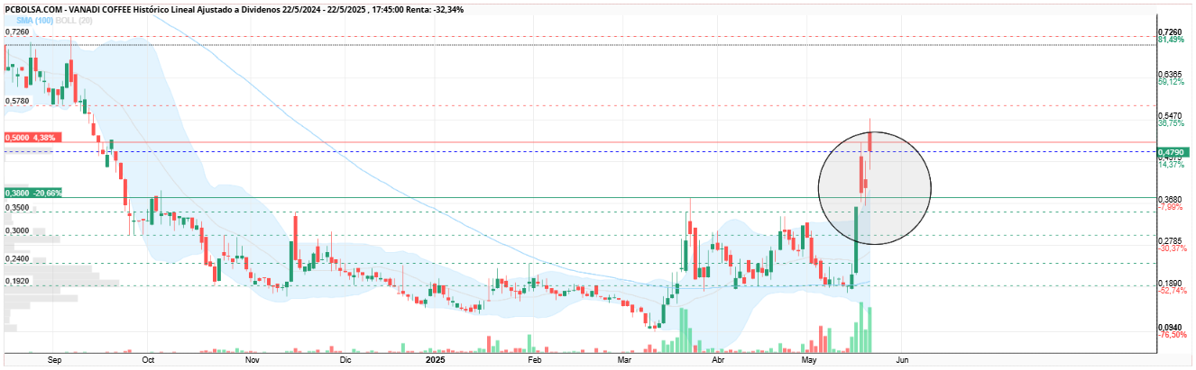 grafico de la accion Vanadi Coffee