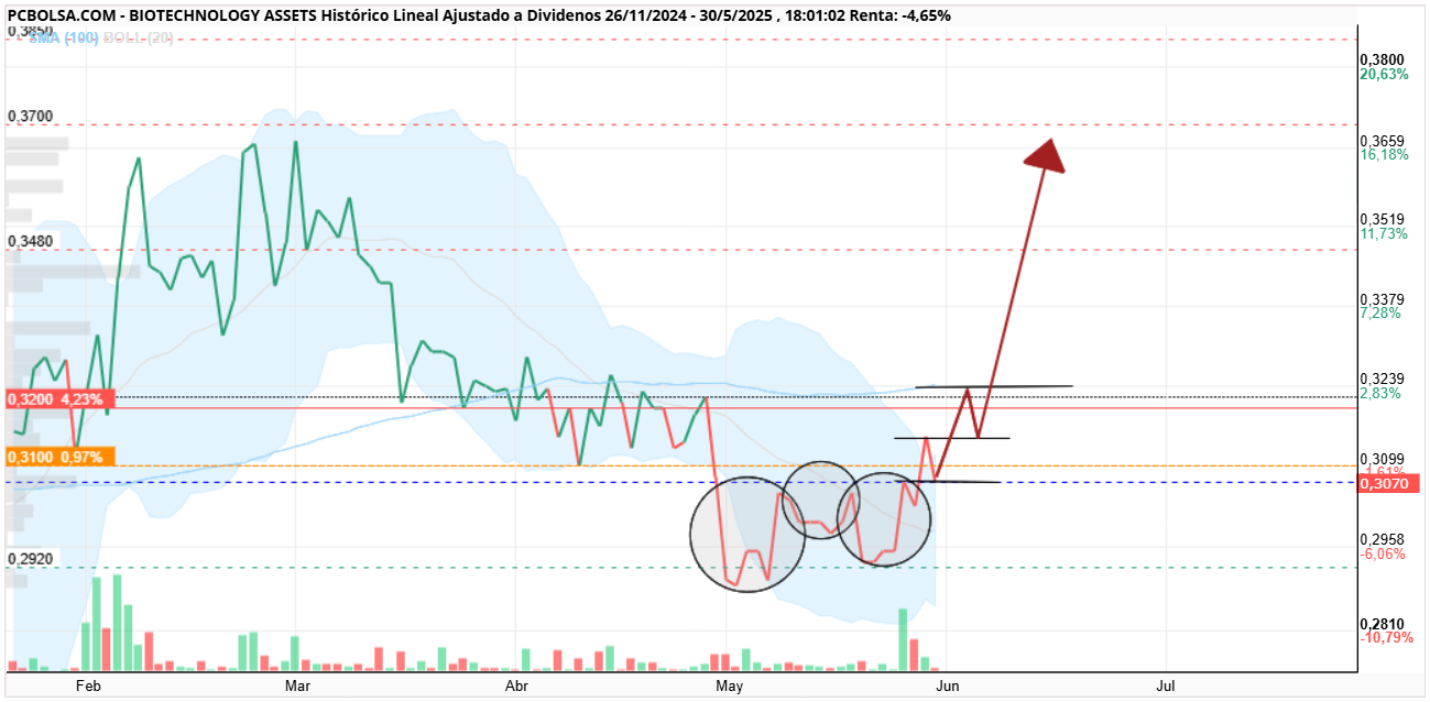 grafico de la accion BIOTECHNOLOGY ASSETS