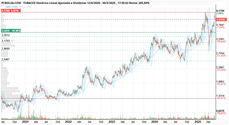grafico de la accion amcm