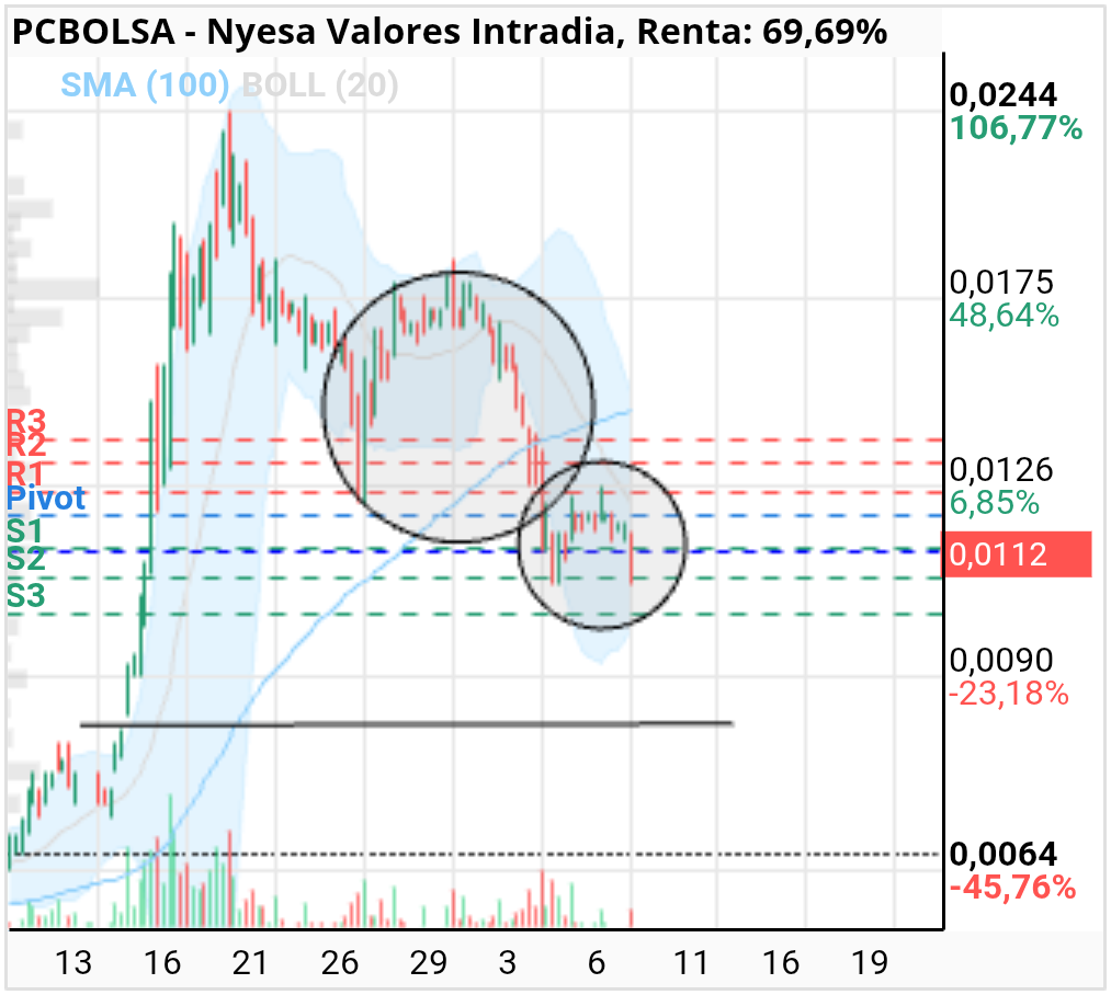 grafico de la accion Nyesa Valores