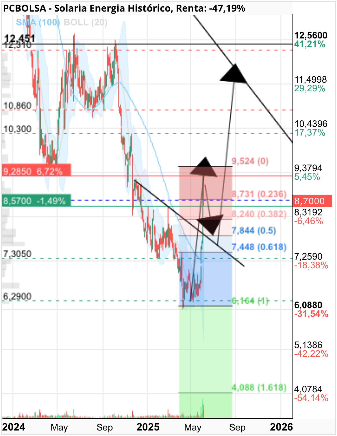 grafico de la accion pineta