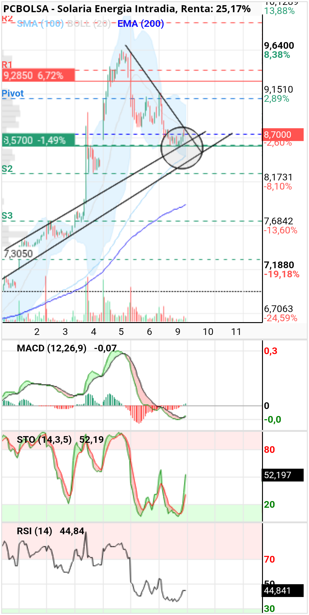 grafico de la accion diek37