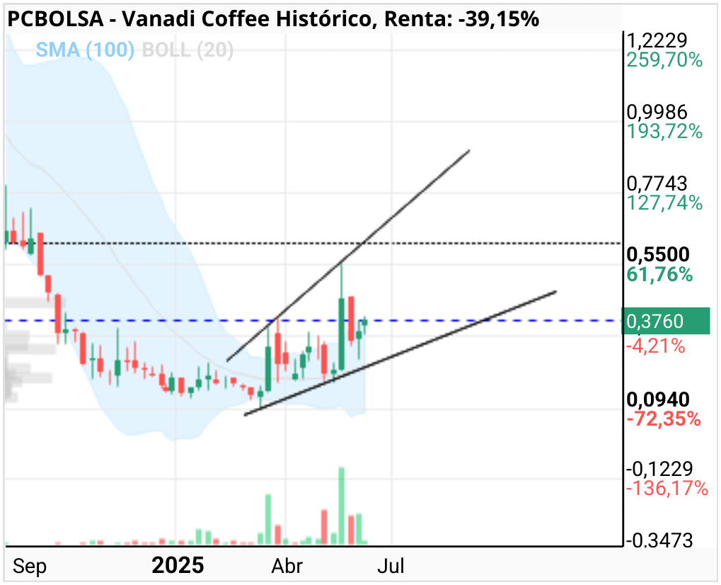 grafico de la accion Vanadi Coffee