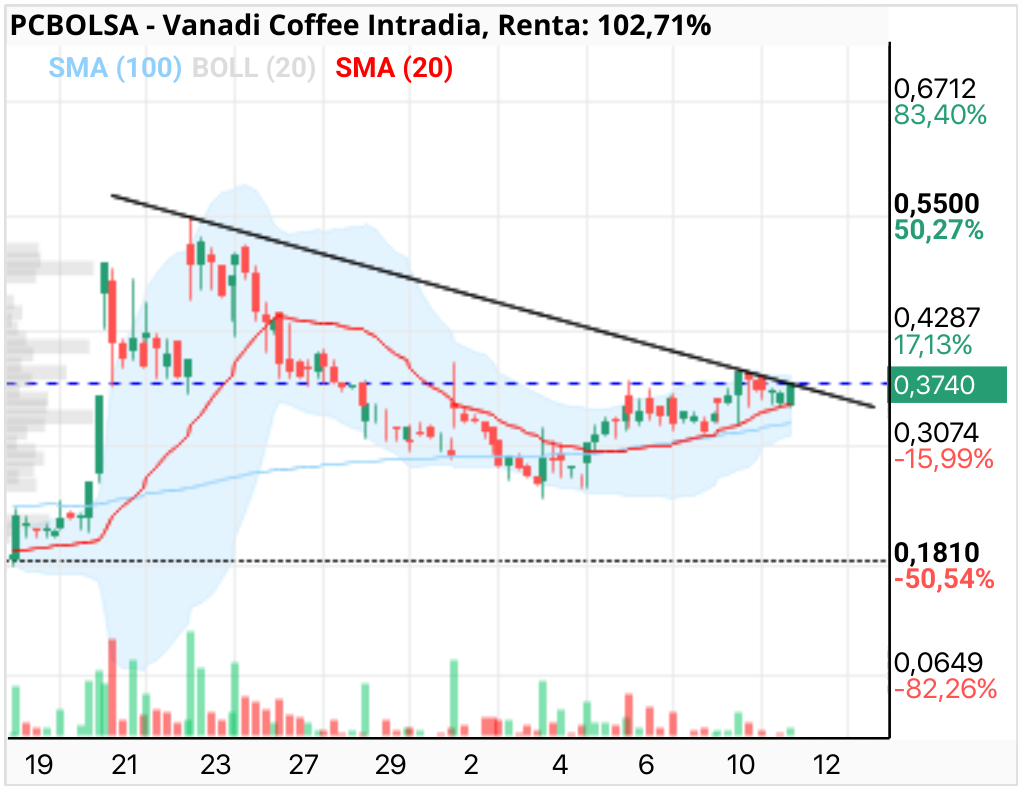 grafico de la accion Vanadi Coffee