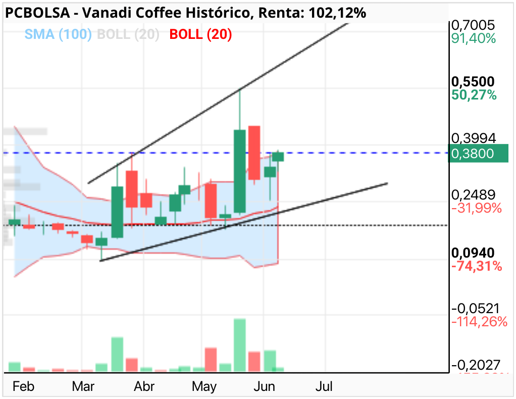 grafico de la accion Vanadi Coffee