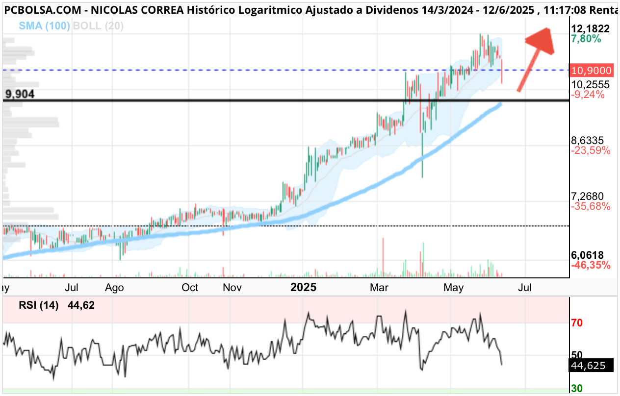grafico de la accion Nicolas Correa