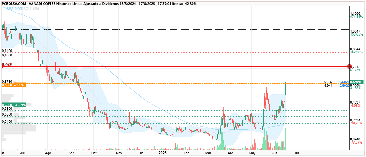 grafico de la accion Vanadi Coffee