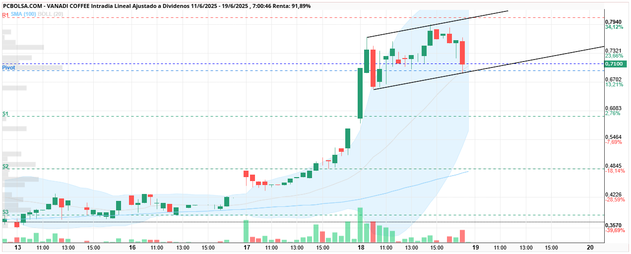 grafico de la accion Vanadi Coffee