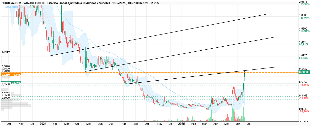 grafico de la accion Vanadi Coffee