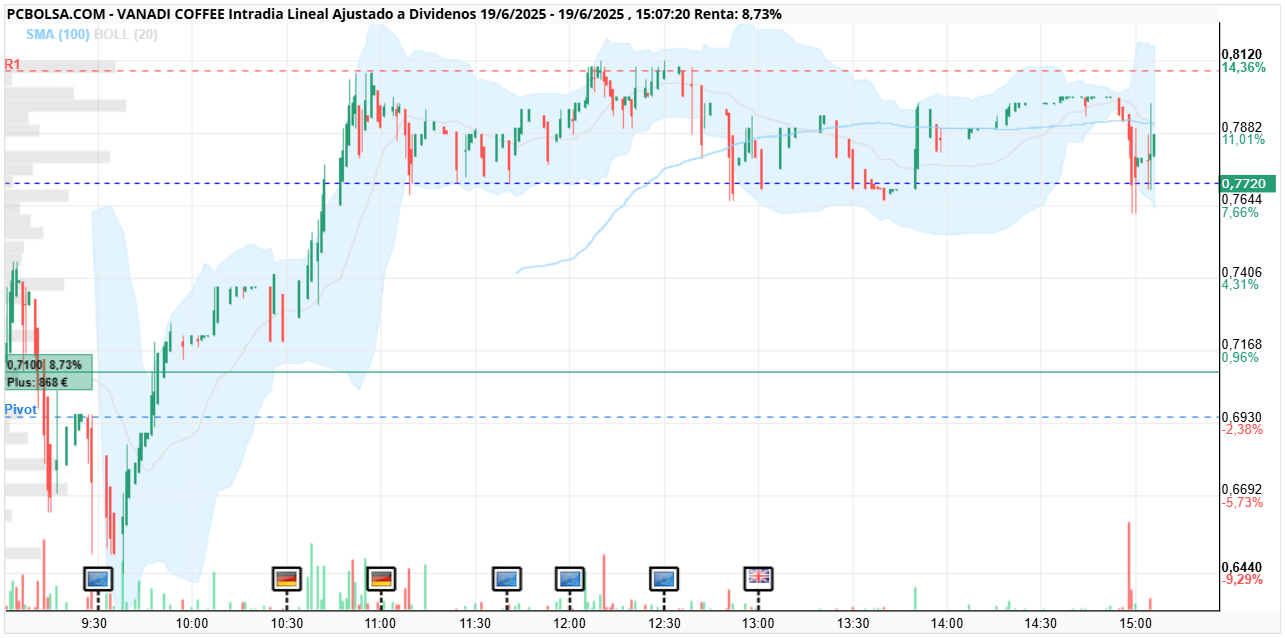 grafico de la accion Vanadi Coffee