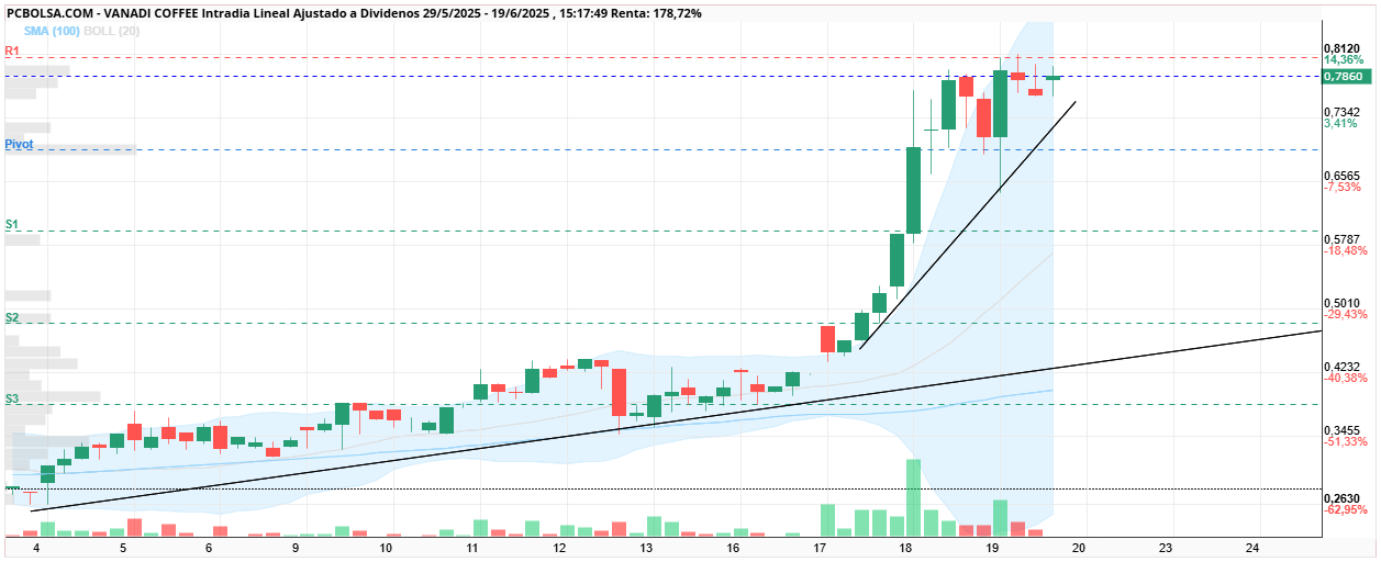 grafico de la accion Vanadi Coffee