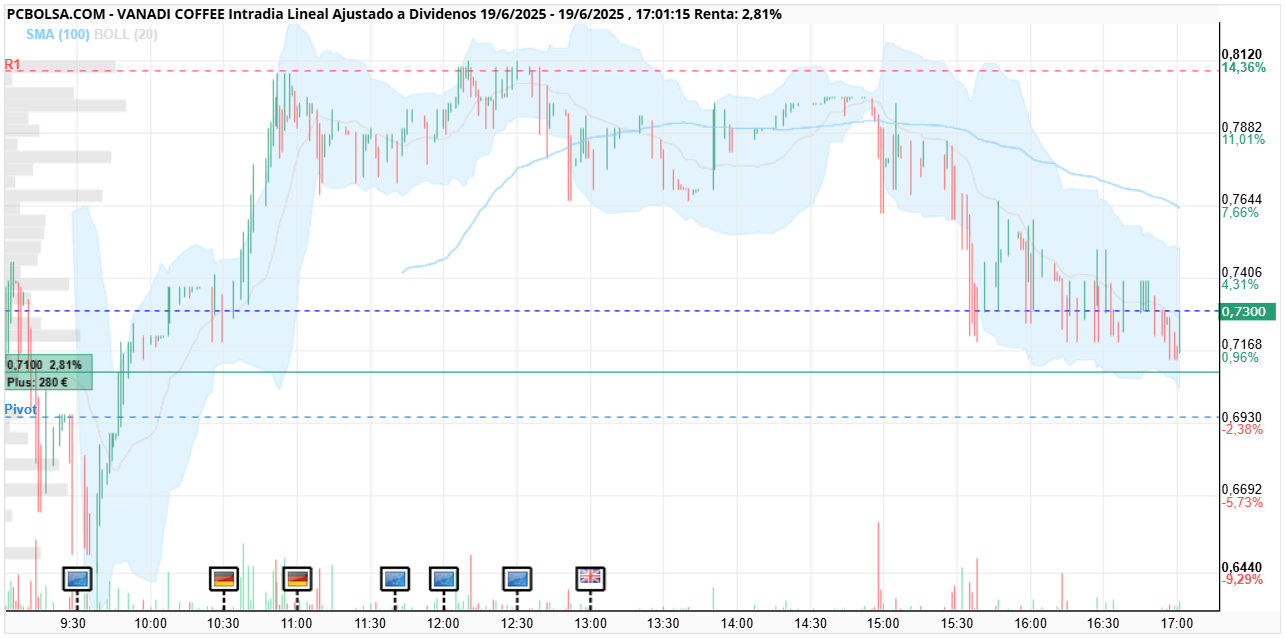 grafico de la accion Vanadi Coffee