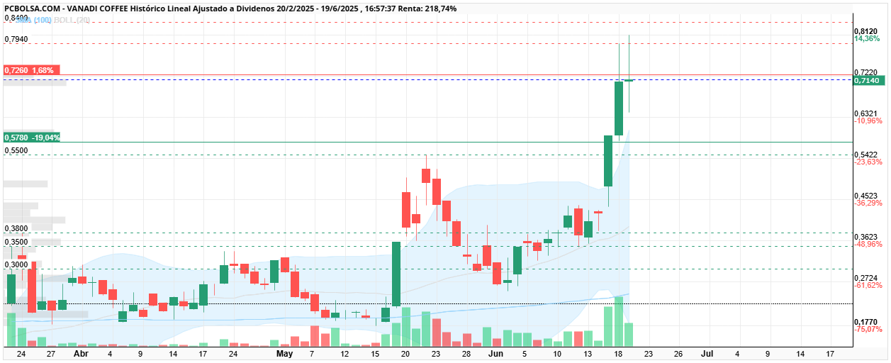 grafico de la accion Vanadi Coffee