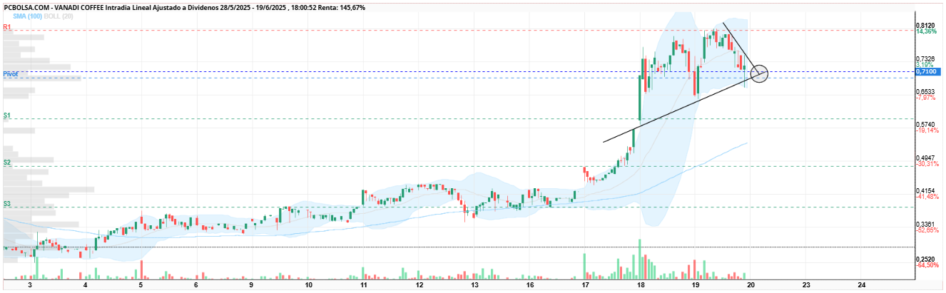 grafico de la accion Vanadi Coffee
