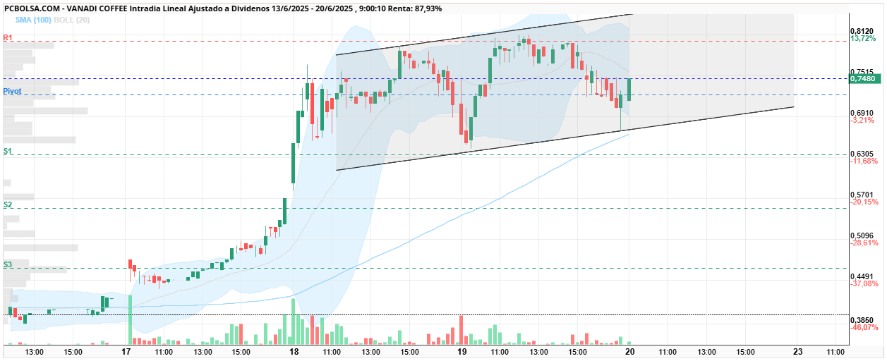 grafico de la accion Vanadi Coffee