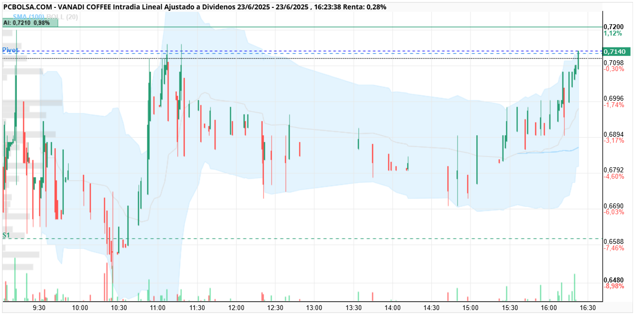 grafico de la accion Vanadi Coffee