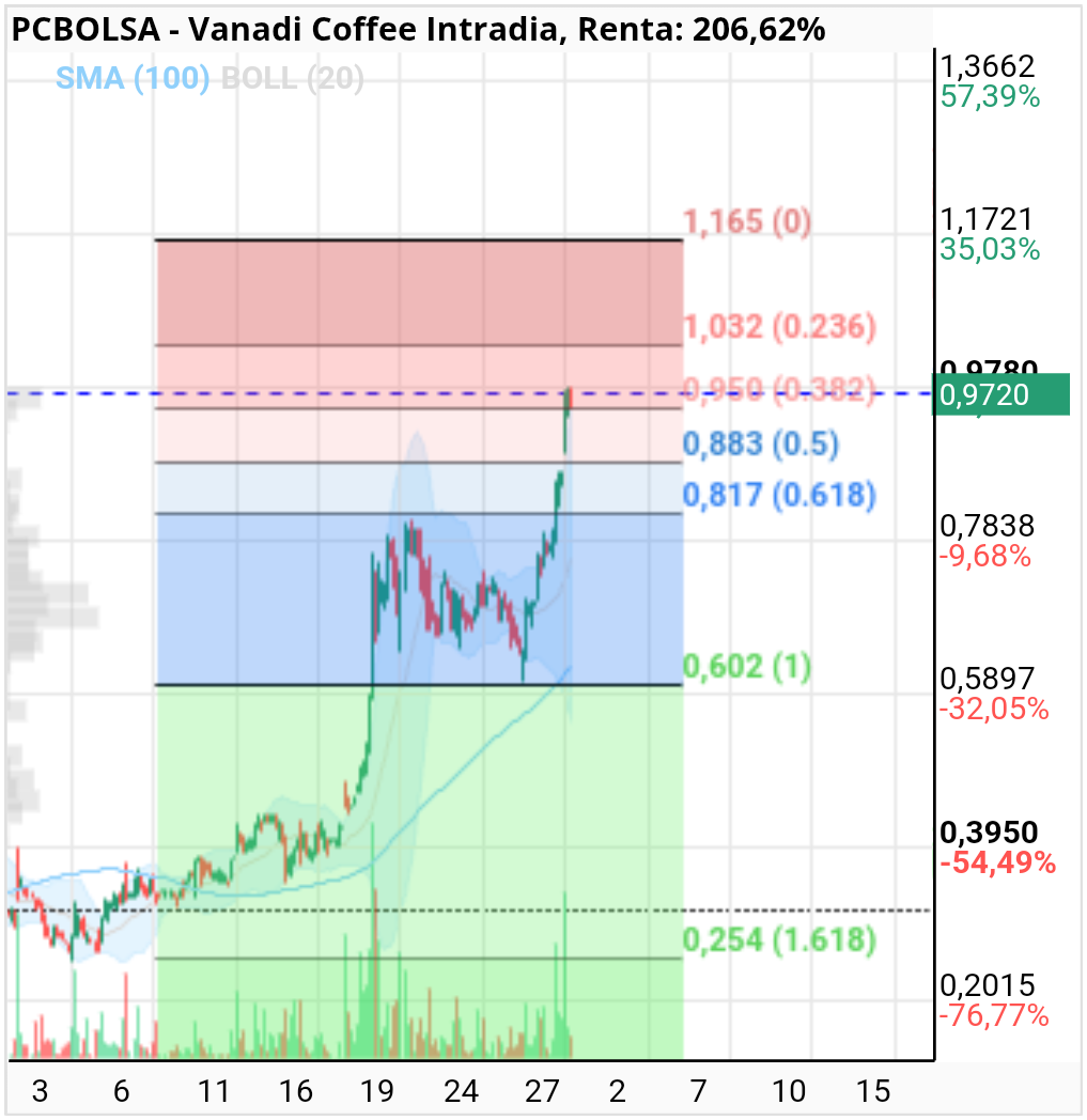grafico de la accion Vanadi Coffee