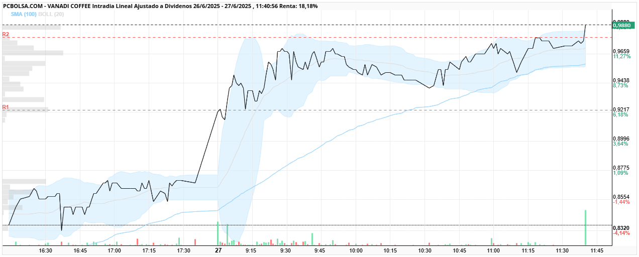 grafico de la accion Vanadi Coffee