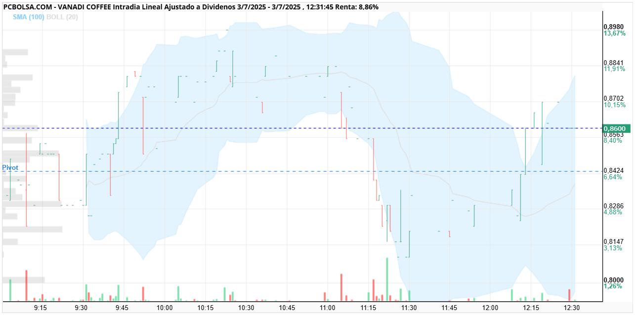 grafico de la accion Vanadi Coffee