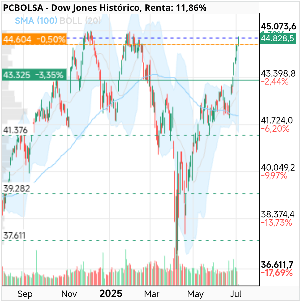 grafico de la accion Dow Jones