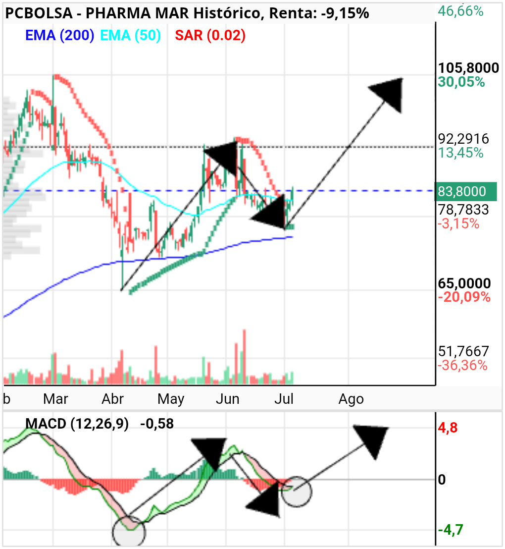 grafico de la accion Pharma Mar