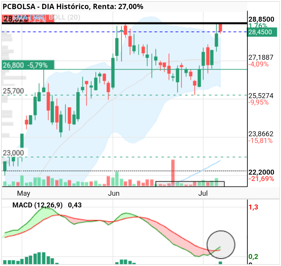 grafico de la accion DIA