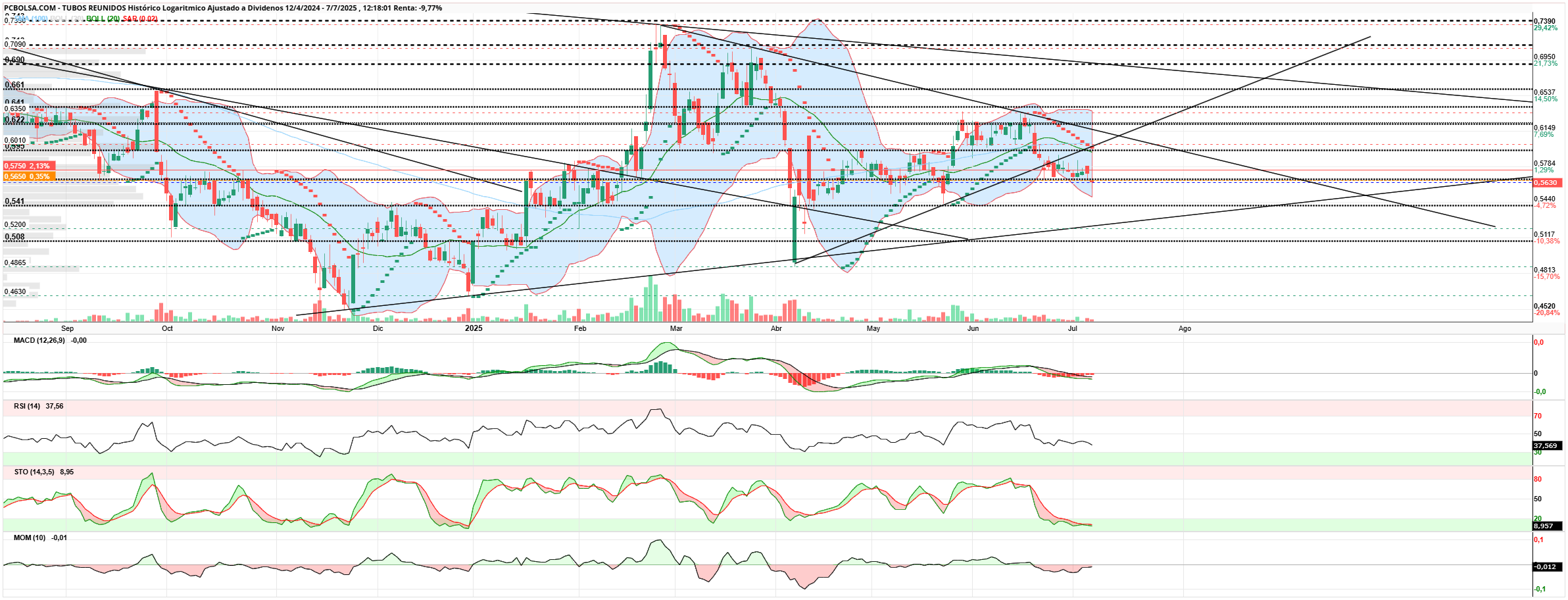 grafico de la accion zerolow