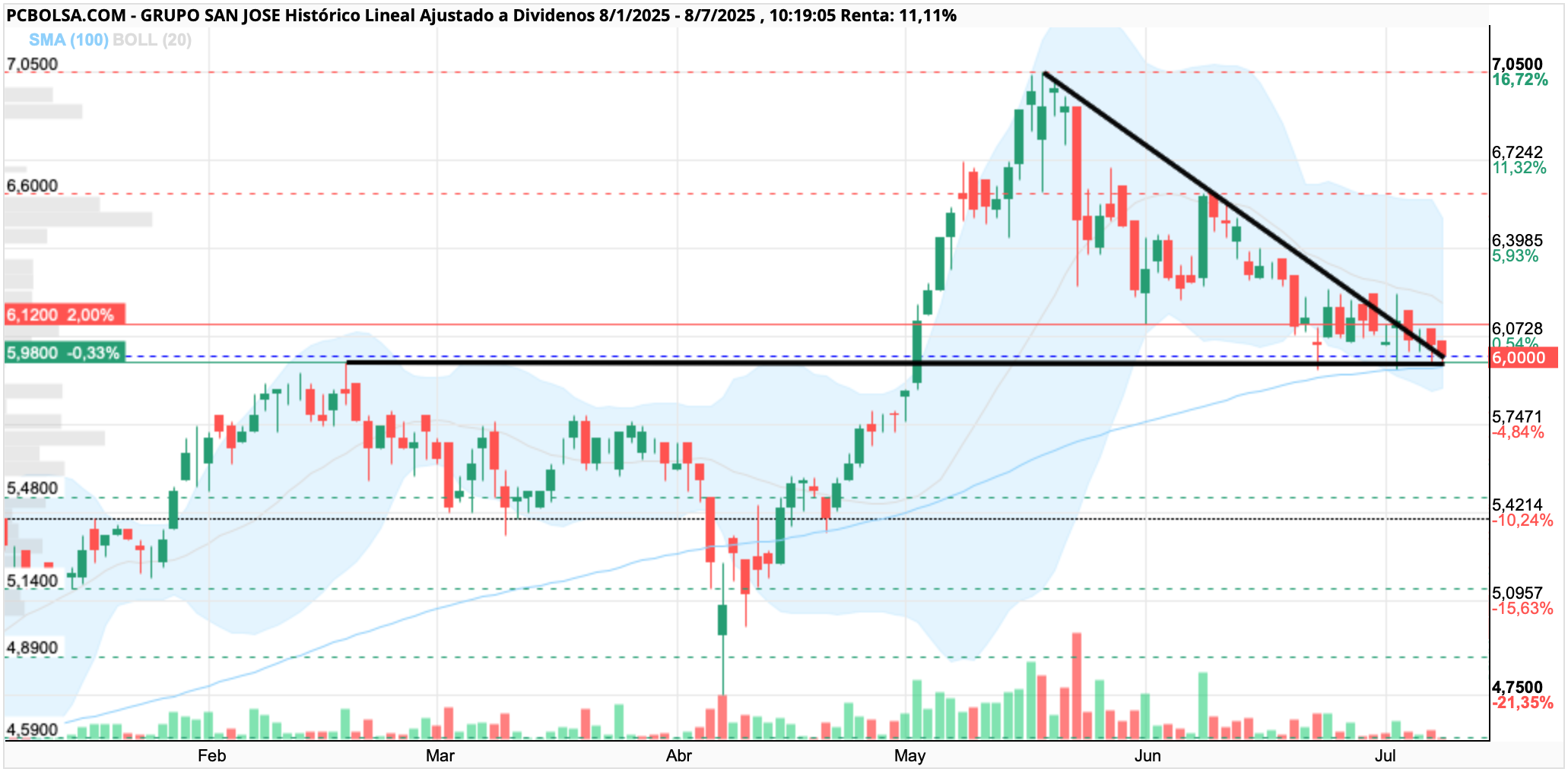 grafico de la accion Grupo San Jose
