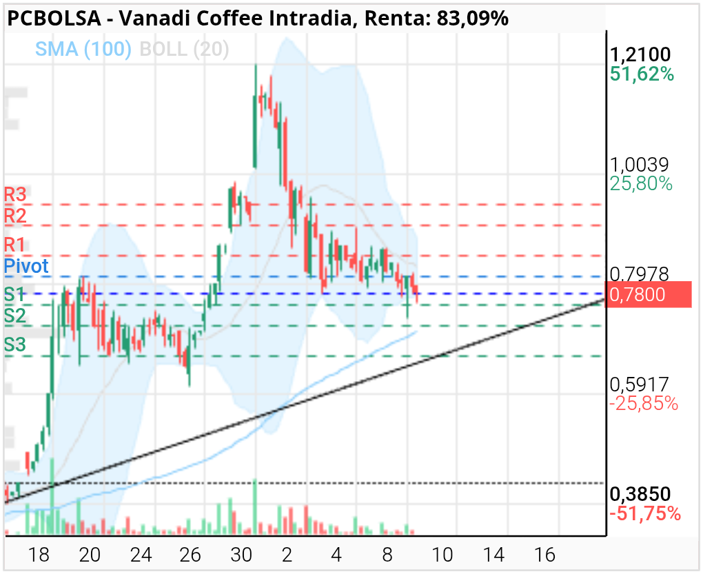 grafico de la accion Vanadi Coffee