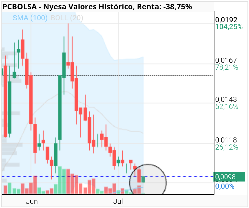 grafico de la accion Nyesa Valores
