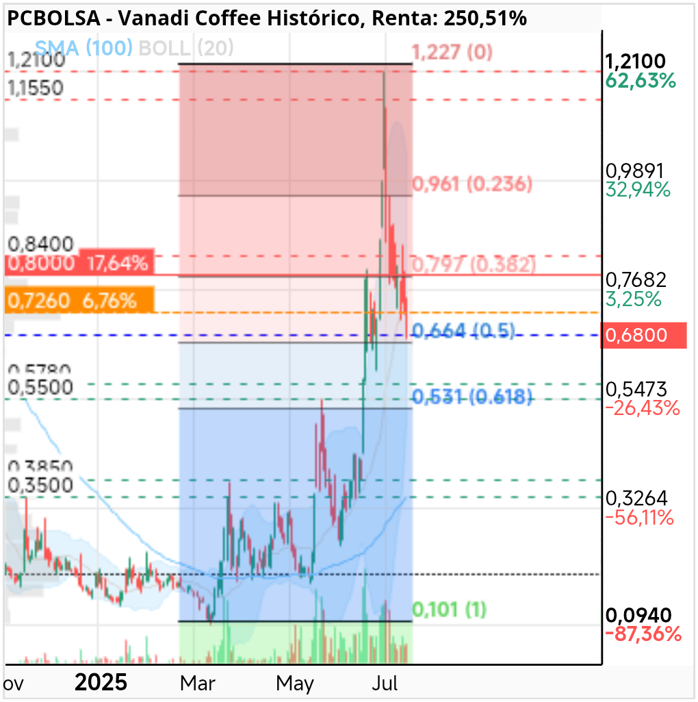 grafico de la accion Vanadi Coffee