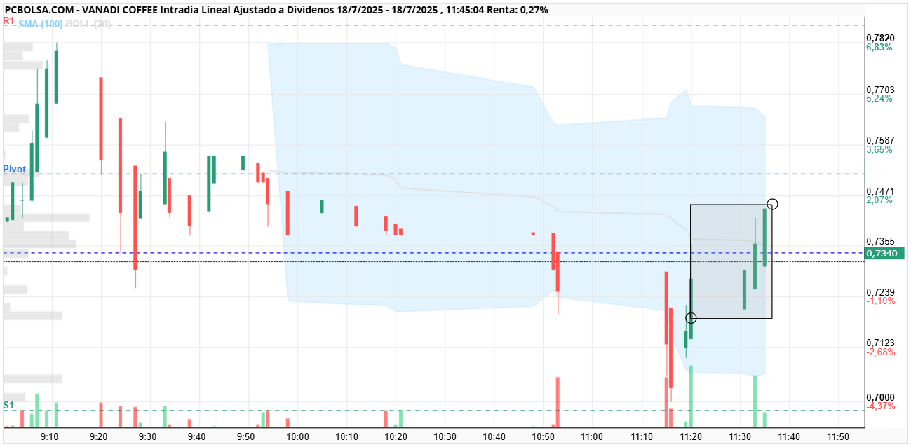 grafico de la accion Vanadi Coffee
