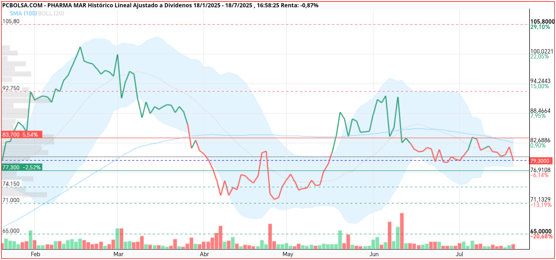 grafico de la accion silvertravel